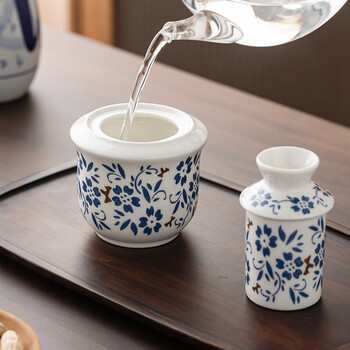 Yusenyi chinese-style blue and white wine warmer household wine-dividing scalding cup portable sake cup white wine yellow wine two-liang wine warmer customized chinese white wine warmer set + simple packaging