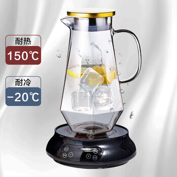 Yusenyi cold kettle diamond high-end glass water cup home set living room cold kettle cup cup holder light luxury high temperature resistant diamond kettle (elegant gray) + 6 cups 0ml