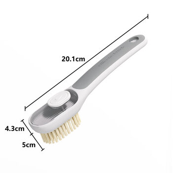 Two-in-one liquid-added shoe brush, multifunctional shoe cleaning brush, household press-type liquid-discharging soft-bristled cleaning brush that does not damage shoes, white gray, 1 pack