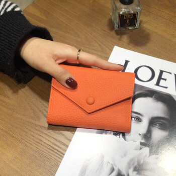 Gioio japan imported quality genuine leather wallet small wallet women's short 2026 new student card holder integrated wallet feel orange