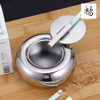 Chunchang stainless steel ashtray with cover for home use, sealable, practical, windproof, thickened drum ashtray, round cover ashtray, one