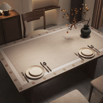 Fantasy table mat 2026 no-wash rectangular tablecloth living room coffee table mat plain light shadow sheepskin pattern 100x100cm
