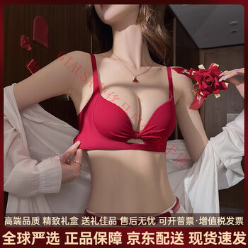 Agent provocateur light luxury brand year of the horse ben ming nian underwear women's red small breast push-up anti-sagging bra set red-set 70a 32 (koi ben ming nian)