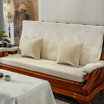 Fantasy sofa cushion with backrest spring and autumn chair sponge seat cushion and backrest integrated jinghua + blue gray (thick chenille) coffee table cloth 90x90cm