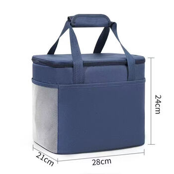 Yuhua lunch box handbag square insulated bag aluminum foil thickened lunch bag office workers and students bring meal large capacity picnic bag large navy single zipper