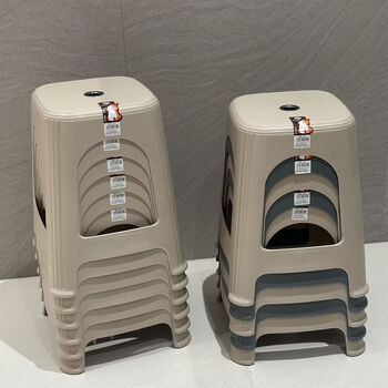 Yong huan strong and durable stackable high stool dining table bench rubber stool thickened khaki color 6 pieces weighing 300 pounds