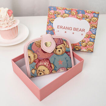 Little bear attachment lady money new cute fabric multifunctional mini small exquisite short change group bear pink gift box