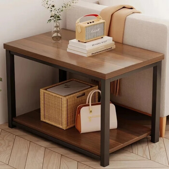 Zhuobo coffee table living room side table tea table tea cabinet storage rack bedside table bedside table cj11 walnut color 60*40cm
