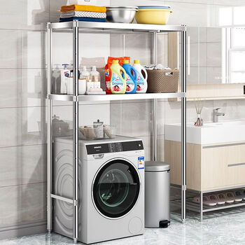 Yongfan customizable kitchen stainless steel multi-layer floor-to-ceiling storage rack bathroom washing machine rack freezer upper shelf storage rack reinforced version length 90 width 35 180 height three layers