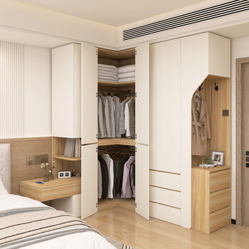 Fantasy wardrobe with bedside table integrated l-shaped corner wardrobe home bedroom segmented corner wardrobe combination storage cabinet style 1 length 95x width 95x height 240 more than 6 doors