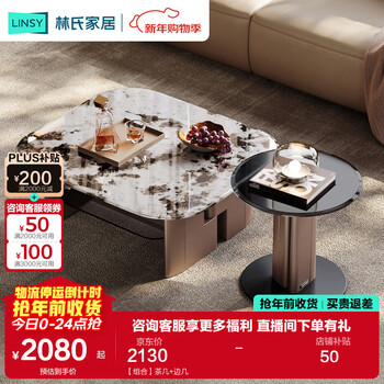 Lin's home marble coffee table living room 2025 new light luxury high-quality side table tv cabinet set luxury series vd2l combination coffee table + side table