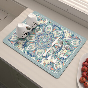Mianxiaoji belgian kitchen countertop drain mat diatom mud absorbent quick-drying mat no-wash insulated washbasin sink bar mat fushengmengruo soft diatom mud 30*40cm absorbent quick-drying-mini size