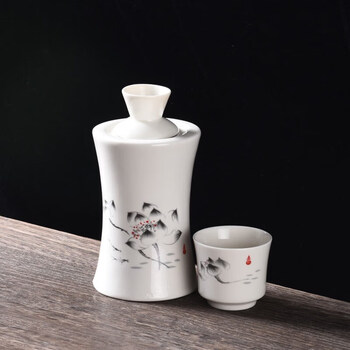 He jiagong wine warmer set ceramic wine warmer bone china wine warmer wine divider wine cup yellow slim style (lotus rhyme) three-piece set