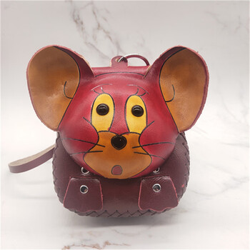 Cute children's coin purse cowhide cartoon zodiac key bag change card children's tree paste leather small wallet storage rat