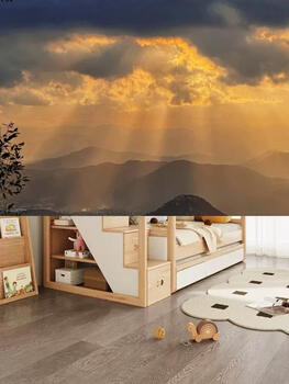 Yusenyi amu solid wood bunk bed three-story small apartment sister-sister bed does not interfere with each other adult high and low bed up and down bed solid wood color bunk bed 1500mmx2000mm more combinations