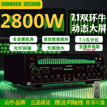 Shanyu sunbuck7.1 household high-power bluetooth amplifier volume zone independent control subwoofer home theater amplifier player 7.1 channel 2800w amplifier (3-12 inch push)