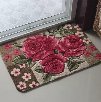 Yusenyi thickened entry mat, cuttable floor mat, door mat, home door entry carpet, non-slip foyer, bathroom absorbent foot mat, three roses 80x120