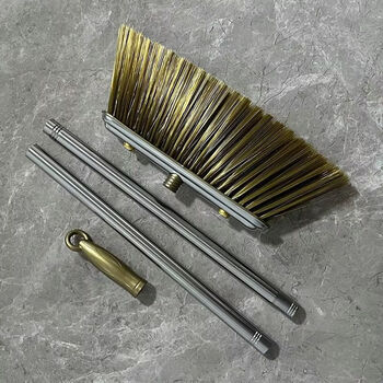 Stainless steel broom dustpan set stainless steel broom broom set dustpan household dustpan garbage combination thickened dustpan super soft extra thick broom brown broom head + pole 82cm