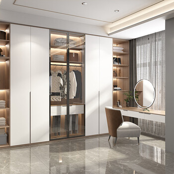 Pupan wardrobe whole house customized integral walk-in customized wardrobe cloakroom home bedroom cabinet customized customized prepayment order a bedding set worth 888 yuan for free. free door and cabinet installation is provided at the store.