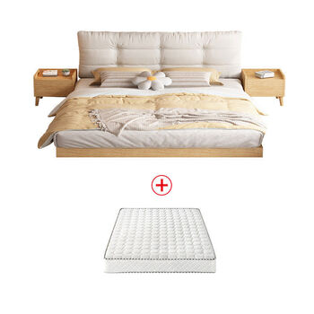 Yadeju modern simple double soft bed japanese-style tatami bed 18 meters panel storage bed assembled floor-standing low bed single bed + 2 bedside tables + mattress order note color 1800mm*2000mm assembled frame bed