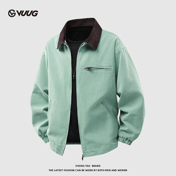 Vuug lapel jacket men's retro simple casual trend versatile fashion daily commuting jacket mint green s