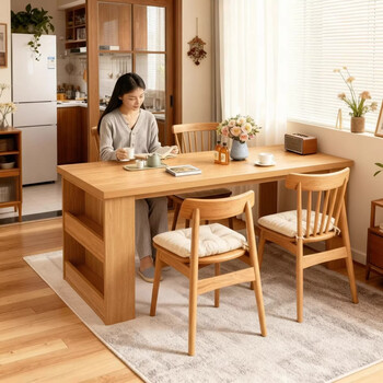 Creative dining table and sideboard integrated household small apartment storage separation wall square large table multi-functional table and chair combination store manager hot recommendation - main picture style wood color 120*60*75cm