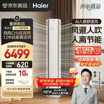 Haier air conditioner mailang comfort wind 3 hp new level energy efficiency frequency converter cooling and heating dual-row copper tube living room vertical cabinet state subsidy kfr-72lw/e2-1