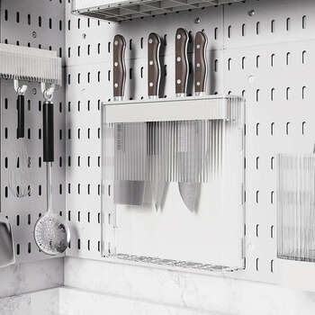 Yusenyi block-by-block assembly, no punching, kitchen wall storage rack, space-saving waterproof spice rack, drain rack, small white horizontal (pp material)