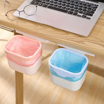 Fantasy office desk trash can side storage box under the desk hanging desk small trash box blue 2 pieces