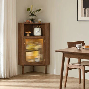 Pupan living room triangle cabinet guest dining room corner corner wine cabinet multi-functional storage side cabinet storage cabinet new zealand pine walnut color