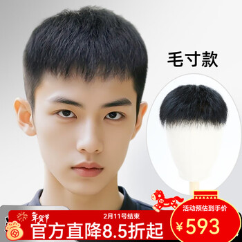 Extraordinary gentleman wig men's short hair hair inch natural diamond mesh fully handwoven lightweight breathable top hair replacement handmade diamond mesh 16*18 hair inch