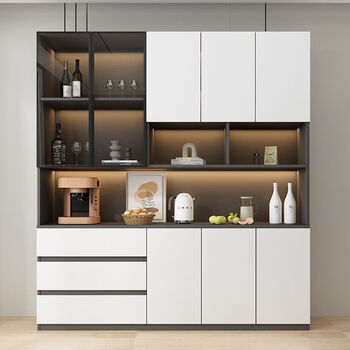 Fantasy sideboard wall-mounted custom cabinet advanced customized version living room storage cabinet track glass door wine cabinet dining room cabinet a type 2 meters 4 solid wood package installation multi-functional solid wood sideboard wine cabinet + delivery to home in qiancheng + free installation