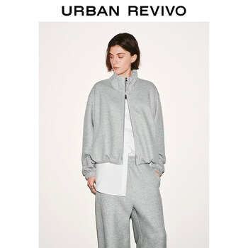 Ur2026 spring new women's trendy casual lapel drawstring double zipper jacket uwj160015 gray xs