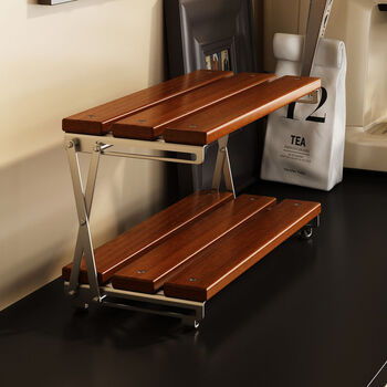 Fantasy storage rack computer desk foldable camping table bar storage ornament organizing rack black carbon steel bracket double layer 40cm height adjustable