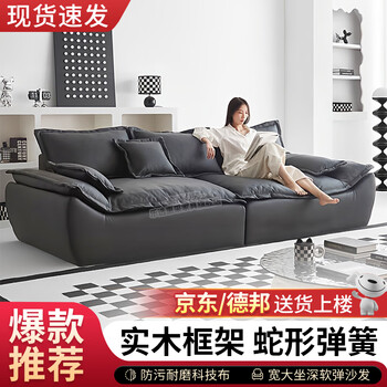 Lexuan huicai sofa living room small apartment technology fabric modern simple light luxury three-seat straight row italian minimalist sailing sofa dark gray anti-fouling and wear-resistant technology cloth three-person 2.2m free pillow*2