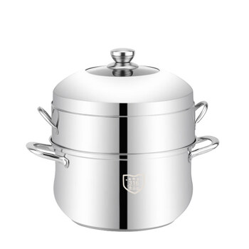 Tuojin imported quality steamer from germany for home use thickened 316 stainless steel rice steamer, energy-saving and non-flavored steamer, 3 multi-layer 316 steel pot, one bottom pot, one steamer and one lid, 1cm 28cm (suitable for 2~4 people)