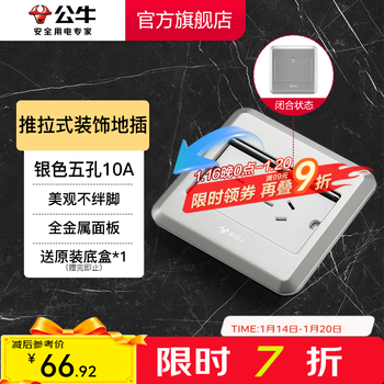 Bull ground pin metal panel push-pull 5-hole 10-hole computer plug embedded hidden ground plug gd8 series silver push-pull five-hole 10a