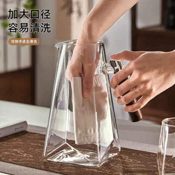 Yusenyi cold kettle high temperature glass kettle cup set for home living room thickened premium cold kettle teapot (transparent) diamond kettle + hot water resistant cup 360mlx2 0l