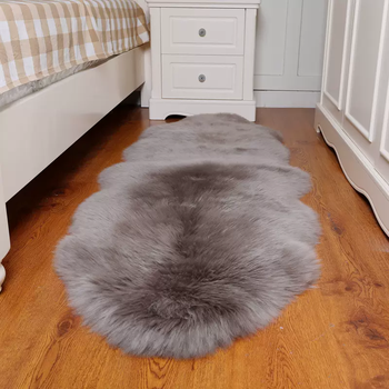 Yusenyi pure wool carpet bedroom bedside clothing blanket cushion plush sheepskin real hair sofa cushion winter yu gray bean paste 150x200cm