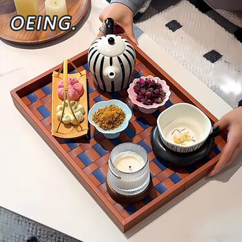 Oeing guests come to visit to show their taste. checkerboard tray, light luxury leather ornaments, light luxury storage, leather tissue box, golden brown checkerboard storage box