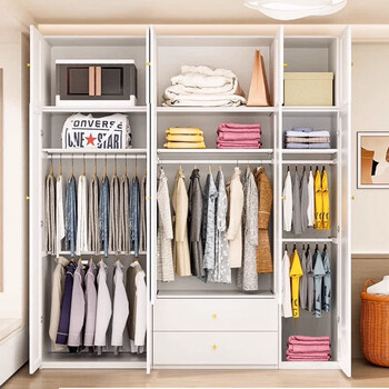 Yonghuan xuanen wardrobe bedroom storage wardrobe assembly cabinet height 2000x width 1900x depth 550+ combination five doors with double drawers