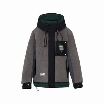 Basic house baijiahao lamb velvet stitching workwear down jacket for women 2025 winter new top contrasting color hooded warm jacket starry sky gray xl xl (150-170 pounds)