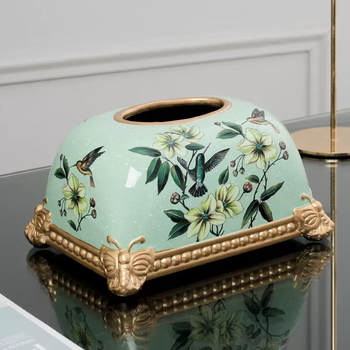 Yusenyi european-style living room coffee table simple paper box household american light luxury ceramic bread tissue box decoration napkin box military green