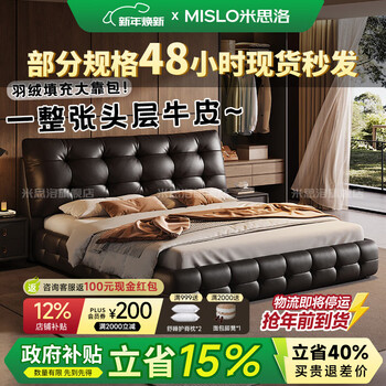 Mithro italian minimalist lawrence cloud leather bed master bedroom king bed 1.8m x 2m high-end light luxury double storage bed flagship version single bed 10cm fir silent row frame frame structure 1500*2000mm
