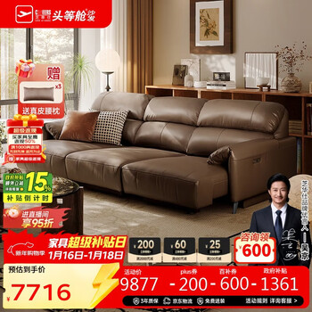 Chivas first class elephant island 30306 leather sofa bed electric sofa coffee color 2.84m italian straight sofa living room