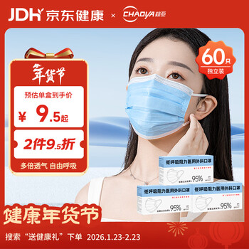 Chaoya low respiratory resistance medical surgical mask three-layer protective autumn and winter anti-allergic blue sheet dust mask 60 pieces
