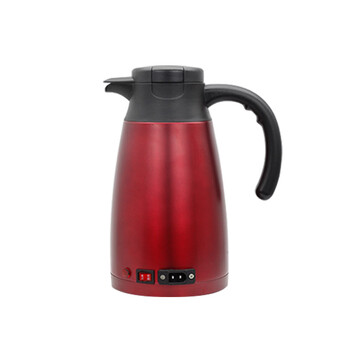 Shantou lincun car kettle 12v24v car kettle 1300ml double-layer stainless steel fast heating car kettle 24v red kettle base
