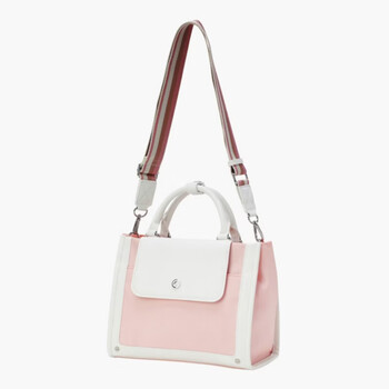 Descente women's shoulder bag 26 new color block handbag striped wide shoulder strap commuting casual shoulder crossbody bag light pink/pink