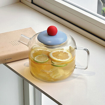 Yusenyi comika yuanqi kettle with high temperature resistance, large capacity and good appearance, cold scented tea leakage, health-preserving high borosilicate glass, health-preserving electric stove + yuanqi kettle, red and blue 0ml