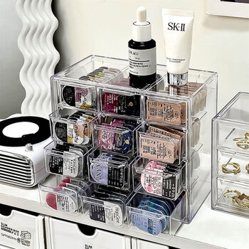 Fantasy storage box daily disposable glasses case multi-pack transparent organizing box upgraded 9 grids thickened large capacity